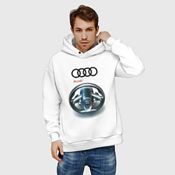 Толстовка оверсайз мужская Audi - car steering wheel, цвет: белый — фото 2
