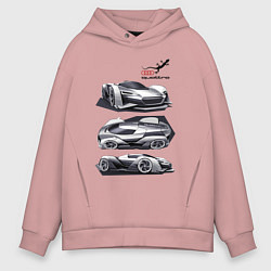 Толстовка оверсайз мужская Audi motorsport concept sketch, цвет: пыльно-розовый