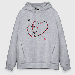 Толстовка оверсайз мужская Пронзенные стрелой сердца, цвет: меланж