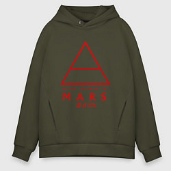 Толстовка оверсайз мужская 30 Seconds to Mars рок, цвет: хаки