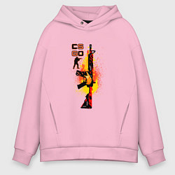 Толстовка оверсайз мужская CS GO Винтовка M4A4 HOWL, цвет: светло-розовый