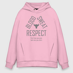 Толстовка оверсайз мужская Кровь Пот Уважение Скала, цвет: светло-розовый