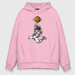 Толстовка оверсайз мужская Космический баскетболист, цвет: светло-розовый