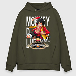 Толстовка оверсайз мужская One Piece Monkey Большой Куш Манки, цвет: хаки