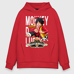 Толстовка оверсайз мужская One Piece Monkey Большой Куш Манки, цвет: красный