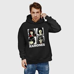 Толстовка оверсайз мужская Ramones, Рамонес Портреты, цвет: черный — фото 2