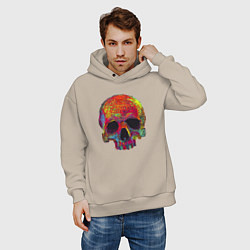 Толстовка оверсайз мужская Cool color skull, цвет: миндальный — фото 2