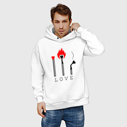 Толстовка оверсайз мужская LOVE ЛЮБОВЬ, цвет: белый — фото 2