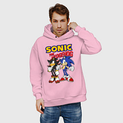 Толстовка оверсайз мужская ЕЖ СОНИК SONIC THE HEDGEHOG, цвет: светло-розовый — фото 2