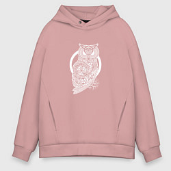 Толстовка оверсайз мужская Celtic Owl, цвет: пыльно-розовый