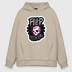 Толстовка оверсайз мужская Lil Peep Череп RIP Лил Пип, цвет: миндальный