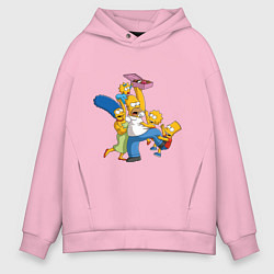 Толстовка оверсайз мужская Simpsons donuts, цвет: светло-розовый