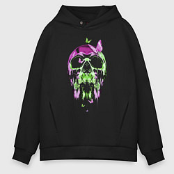 Толстовка оверсайз мужская Skull & Butterfly Neon, цвет: черный