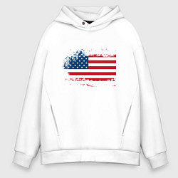 Толстовка оверсайз мужская Американский флаг Stars, цвет: белый