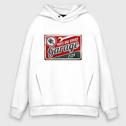 Толстовка оверсайз мужская Garage Parts and Service, цвет: белый