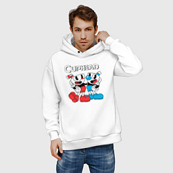 Толстовка оверсайз мужская Cuphead Чашечки, цвет: белый — фото 2