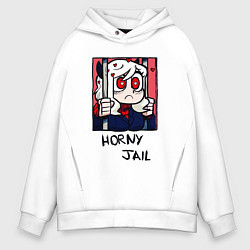 Толстовка оверсайз мужская HELLTAKER HORNY JAIL, цвет: белый