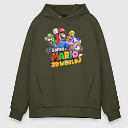 Толстовка оверсайз мужская Герои Super Mario 3D World Nintendo, цвет: хаки