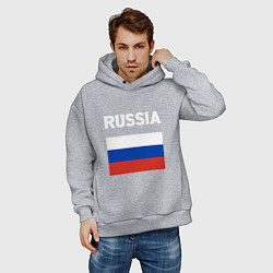 Толстовка оверсайз мужская Russian Flag, цвет: меланж — фото 2