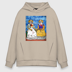 Толстовка оверсайз мужская Две Собаки, цвет: миндальный