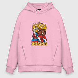 Толстовка оверсайз мужская Хоккей - Russia, цвет: светло-розовый