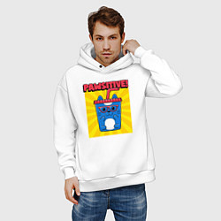 Толстовка оверсайз мужская Кот - позитив, цвет: белый — фото 2