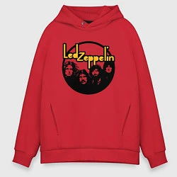Толстовка оверсайз мужская Led Zeppelin Лед Зеппелин, цвет: красный