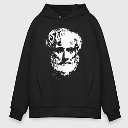 Толстовка оверсайз мужская Аристотель портрет, цвет: черный