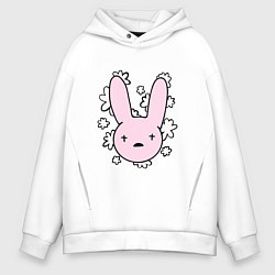 Толстовка оверсайз мужская Bad Bunny Floral Bunny, цвет: белый