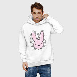 Толстовка оверсайз мужская Bad Bunny Floral Bunny, цвет: белый — фото 2