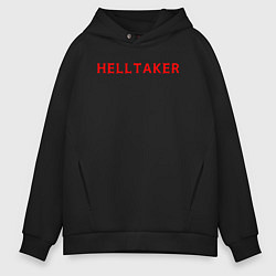 Толстовка оверсайз мужская Helltaker logo, цвет: черный