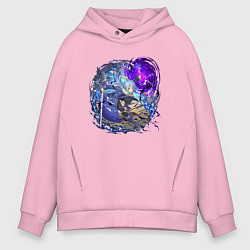 Толстовка оверсайз мужская Римуру в бою, цвет: светло-розовый