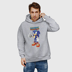 Толстовка оверсайз мужская Sonic Hedgehog Video game!, цвет: меланж — фото 2