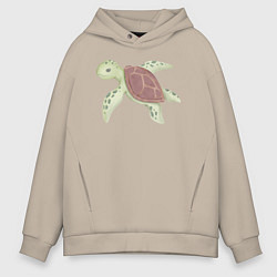 Толстовка оверсайз мужская Милая Черепашка Плавает, цвет: миндальный