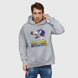 Толстовка оверсайз мужская Sonic Colours Hedgehog Video game, цвет: меланж — фото 2