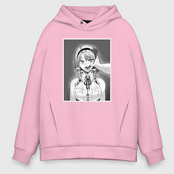 Толстовка оверсайз мужская Ахегао ahegao, цвет: светло-розовый