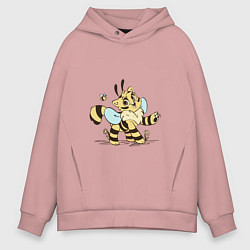 Толстовка оверсайз мужская Cat-BeePoppyPlaytime, цвет: пыльно-розовый
