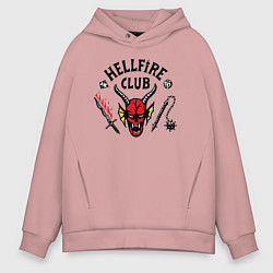 Толстовка оверсайз мужская Hellfire Club Stranger Things 4, цвет: пыльно-розовый