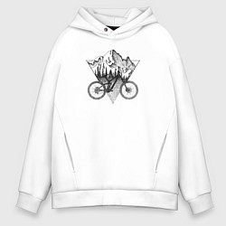 Толстовка оверсайз мужская Mountains bikes, цвет: белый