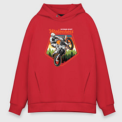 Толстовка оверсайз мужская Motocross - Мотокросс, цвет: красный