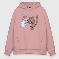 Толстовка оверсайз мужская Большой злой волк из сказки Три Поросенка, цвет: пыльно-розовый
