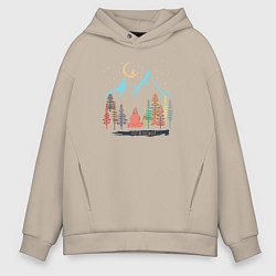 Толстовка оверсайз мужская Отдых в лесу, цвет: миндальный