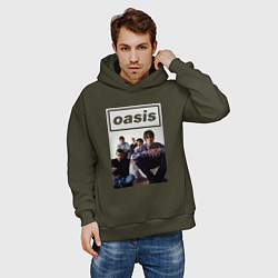 Толстовка оверсайз мужская Рок-группа OASIS, цвет: хаки — фото 2