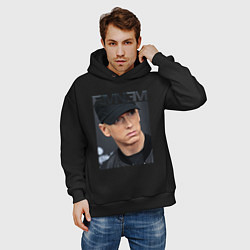 Толстовка оверсайз мужская Eminem фото, цвет: черный — фото 2