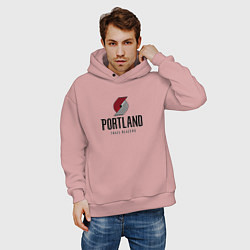 Толстовка оверсайз мужская Портленд Трэйл Блэйзерс NBA, цвет: пыльно-розовый — фото 2