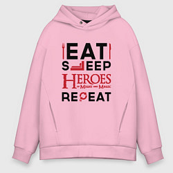 Мужское худи оверсайз Надпись: Eat Sleep Heroes of Might and Magic Repea