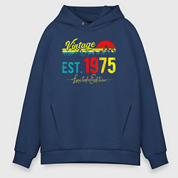 Толстовка оверсайз мужская Vintage est 1975 Limited Edition, цвет: тёмно-синий