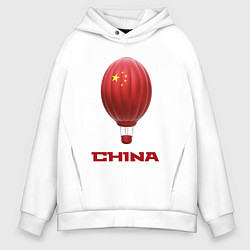 Толстовка оверсайз мужская 3d aerostat China, цвет: белый