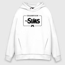 Толстовка оверсайз мужская The Sims Gaming Champion: рамка с лого и джойстико, цвет: белый