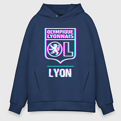 Толстовка оверсайз мужская Lyon FC в стиле Glitch, цвет: тёмно-синий